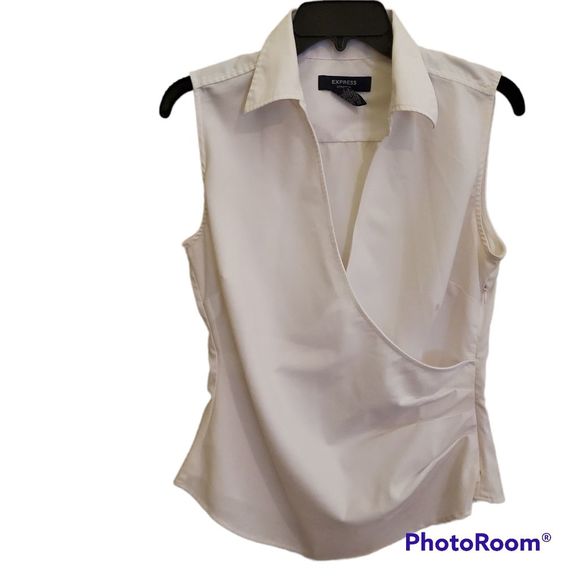 Express White Collared Wrap Blouse M - Picture 1 of 9